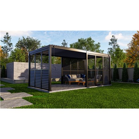 Shutter panneau brise-vue &agrave; ventelles horizontales orientables 113cm (pour largeur 360 + 720 cm)  -  VEBA  - 515432