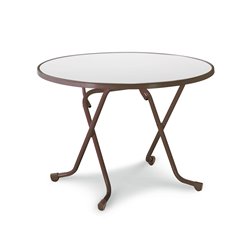 Dublin table pliante ronde &agrave; pieds en ciseaux &Oslash; 100cm  -  VEBA  - 26521010