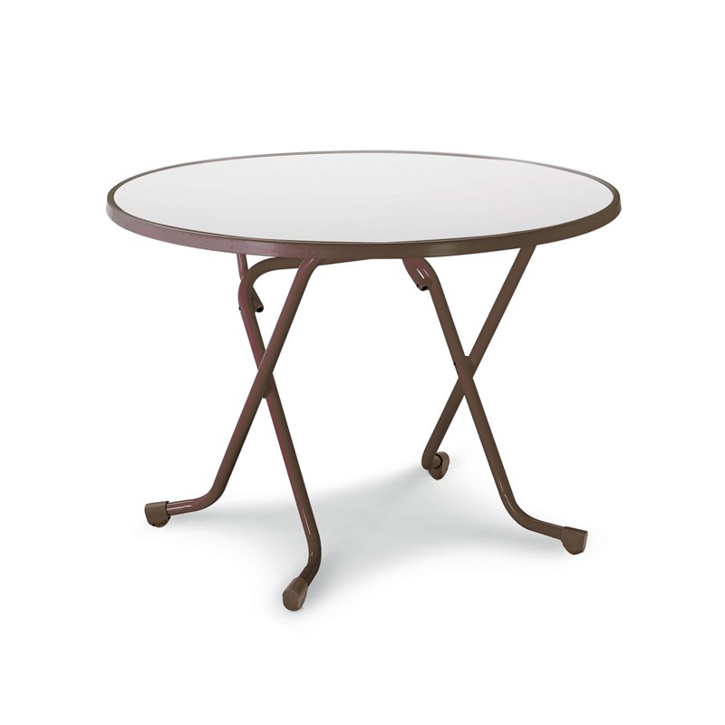 Dublin table pliante ronde &agrave; pieds en ciseaux &Oslash; 100cm  -  VEBA  - 26521010