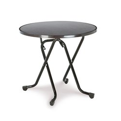 Dublin table pliante ronde &agrave; pieds en ciseaux &Oslash; 80cm  -  VEBA  - 26528050
