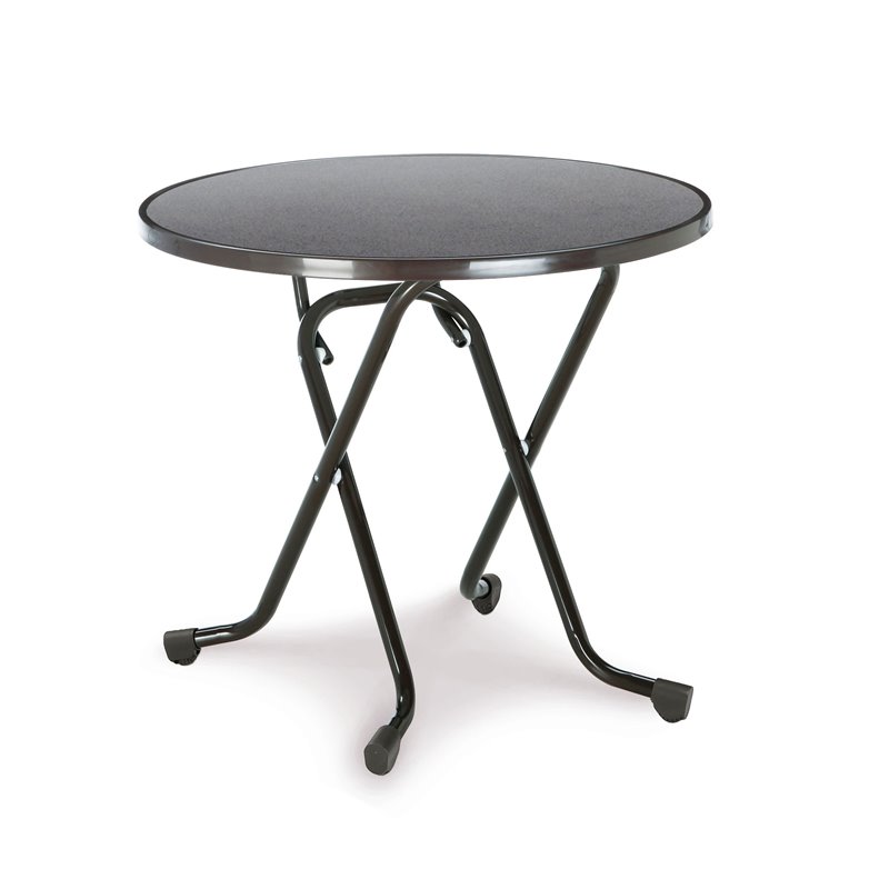Dublin table pliante ronde &agrave; pieds en ciseaux &Oslash; 80cm  -  VEBA  - 26528050