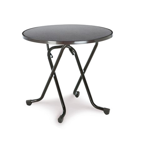 Dublin table pliante ronde &agrave; pieds en ciseaux &Oslash; 80cm  -  VEBA  - 26528050