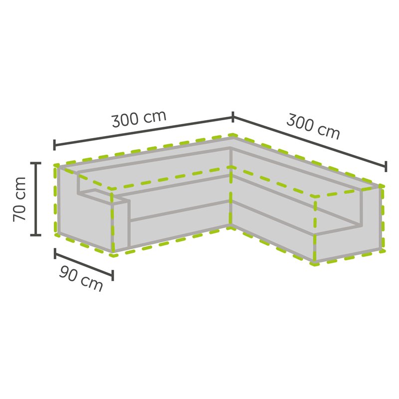 Housse de protection pour salons de jardin en forme de L 300/90&times;300/90x70cm  -  VEBA  - 61000042