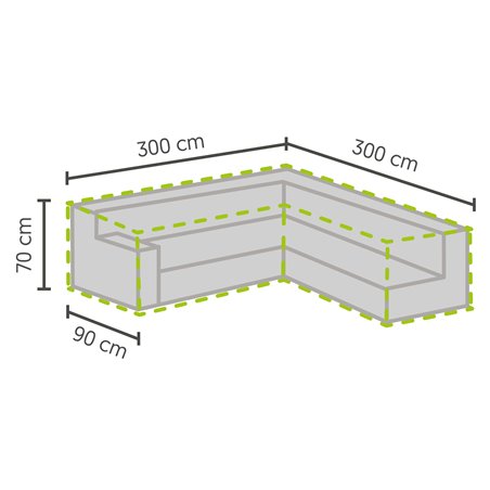Housse de protection pour salons de jardin en forme de L 300/90&times;300/90x70cm  -  VEBA  - 61000042