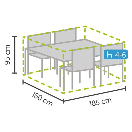 Housse de protection pour salons de jardin de petite taille 185x150x95cm  -  VEBA  - 61000041