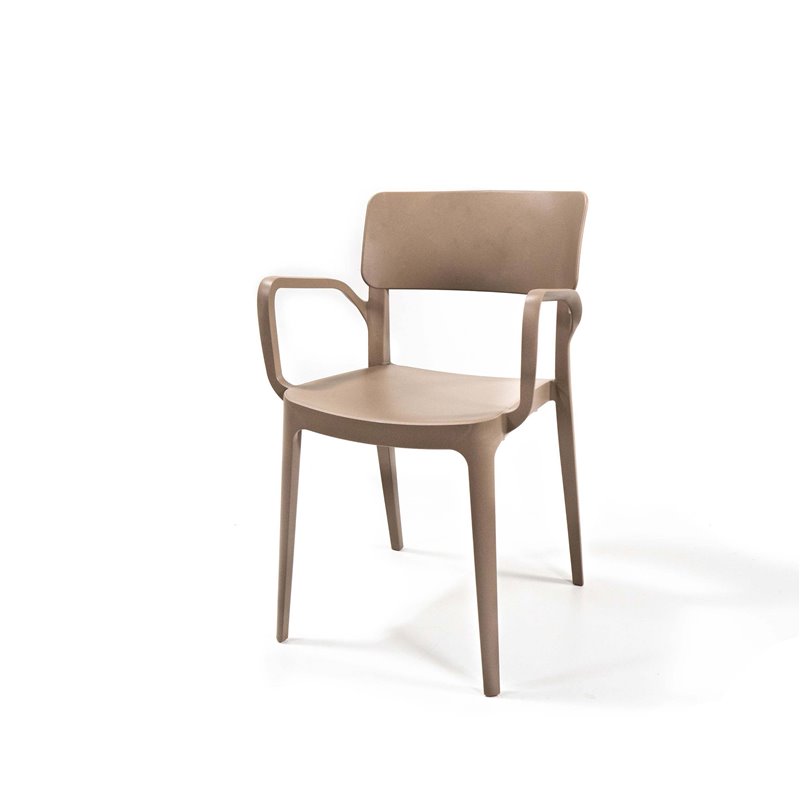 Wing chaise en plastique empilable avec accoudoirs, Beige sable, 50923 - Lot de  -  VEBA  - 50923