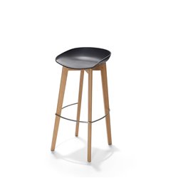 Keeve tabouret de bar sans dossier, Noir, structure en bois de bouleau et assise en plastique, 53x47x90cm (BxTxH), 506F03SB - Lo