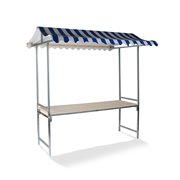 &Eacute;tal de march&eacute; Professional Bleu-Blanc, structure en acier, b&acirc;che PVC ignifuge, plateau en bois d'&eacute;pic&eacute;a, 200x151x232cm (BxTxH) 