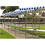 &Eacute;tal de march&eacute; Professional Bleu-Blanc, structure en acier, b&acirc;che PVC ignifuge, plateau en bois d'&eacute;pic&eacute;a, 200x151x232cm (BxTxH) 