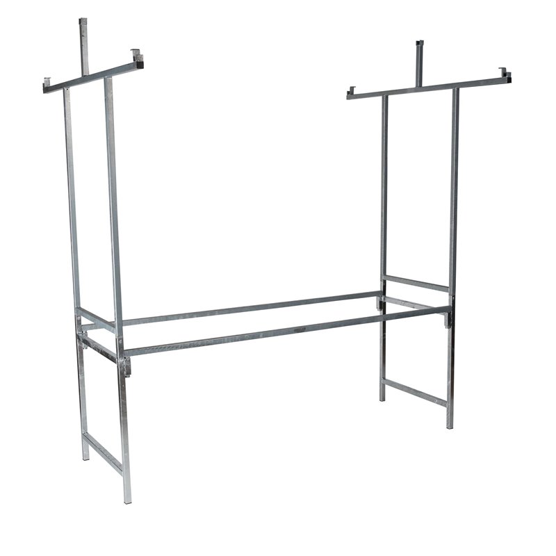 &Eacute;tal de march&eacute; Professional Bleu-Blanc, structure en acier, b&acirc;che PVC ignifuge, plateau en bois d'&eacute;pic&eacute;a, 200x151x232cm (BxTxH) 