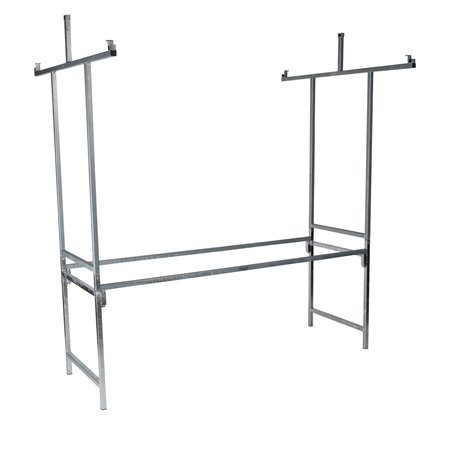 &Eacute;tal de march&eacute; Professional Bleu-Blanc, structure en acier, b&acirc;che PVC ignifuge, plateau en bois d'&eacute;pic&eacute;a, 200x151x232cm (BxTxH) 