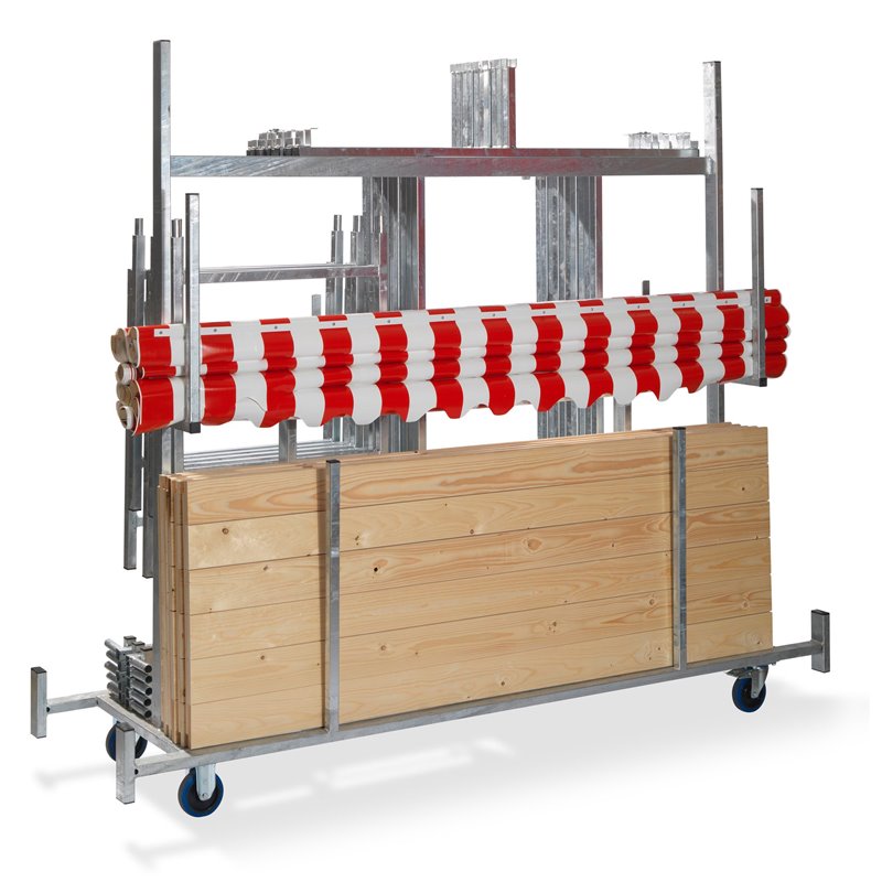 Chariot de transport pour &eacute;tal de march&eacute;, acier galvanis&eacute;, 241,5x72x198cm (BxTxH), T91500 - Lot de  -  VEBA  - T91500