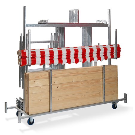 Chariot de transport pour &eacute;tal de march&eacute;, acier galvanis&eacute;, 241,5x72x198cm (BxTxH), T91500 - Lot de  -  VEBA  - T91500