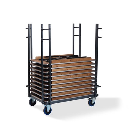 Chariot de transport pour tables de banquet rectangulaires, dimensions ajustables, 126-208x84-100x168cm (BxTxH), T90700 - Lot de