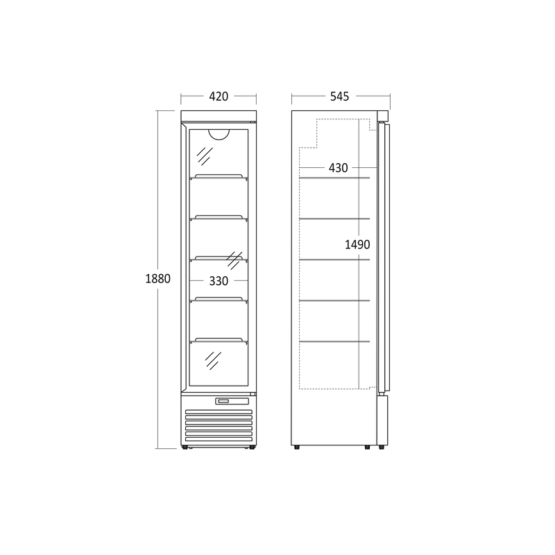 Gekoelde vitrine 214 liter - Scandomestic - DC160BD