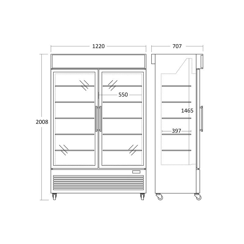 Gekoelde vitrine 800 liter - Scandomestic - DF800BE