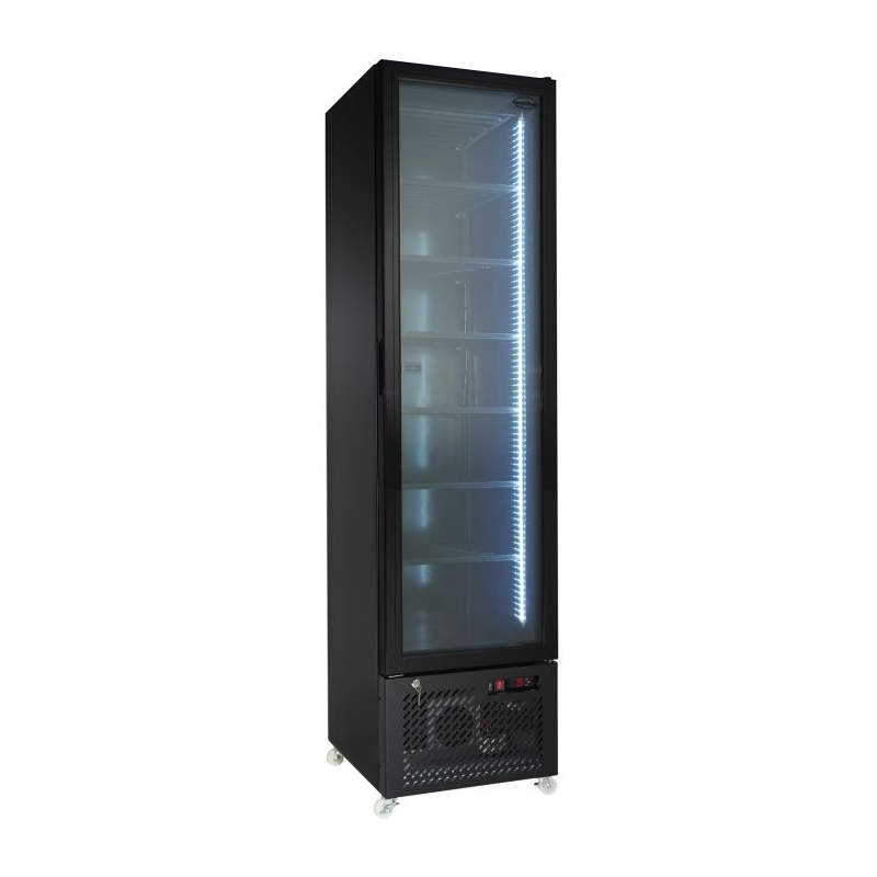 Cong&eacute;lateur 1 porte vitr&eacute;e noir NAP-250F - 208 L Combisteel