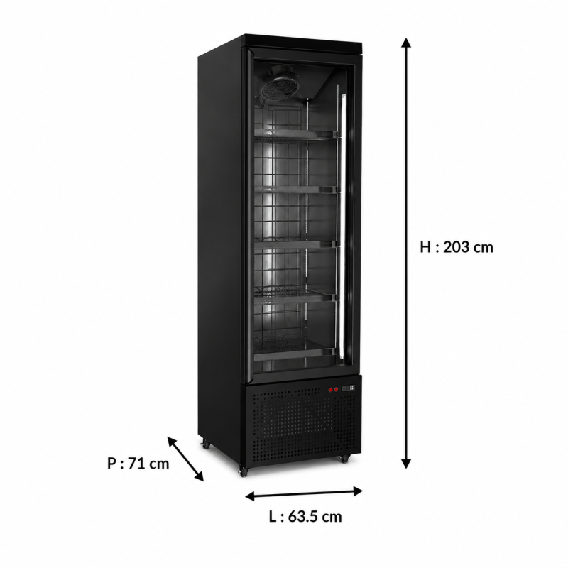 Zwarte Vrieskast met Glasdeur - 600 L