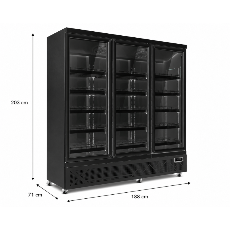 Armoire N&eacute;gative Professionnelle Vitr&eacute;e 3 portes - de 1450 Litres