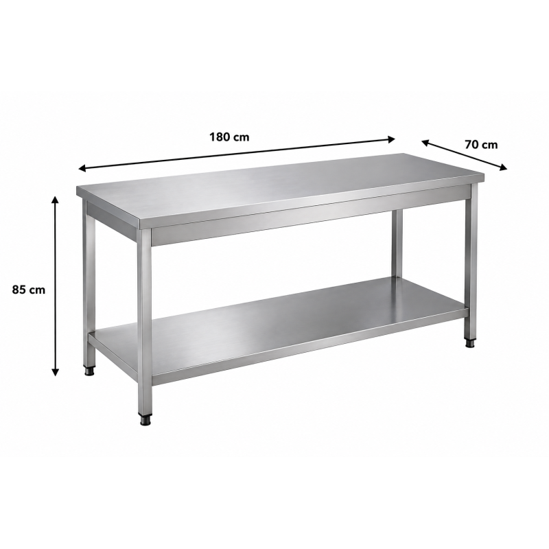 Roestvrijstalen tafel met onderblad 1800 x 700mm - GDATS-187 - Materiel Horeca