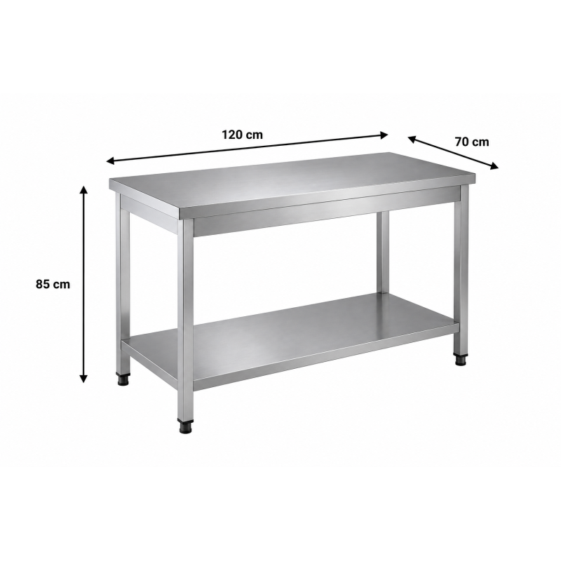 RVS werktafel met onderblad 1200 x 700 mm - GDATS-127