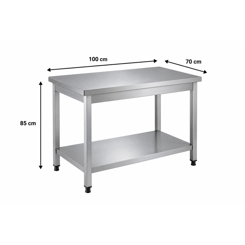 RVS werktafel met onderblad 1000 x 700 mm - GDATS-107