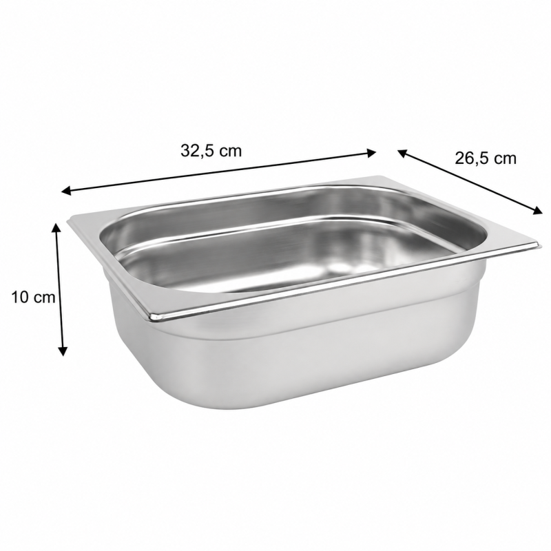 RVS gastronormbak GN 1/2 100mm - GN1/2-100