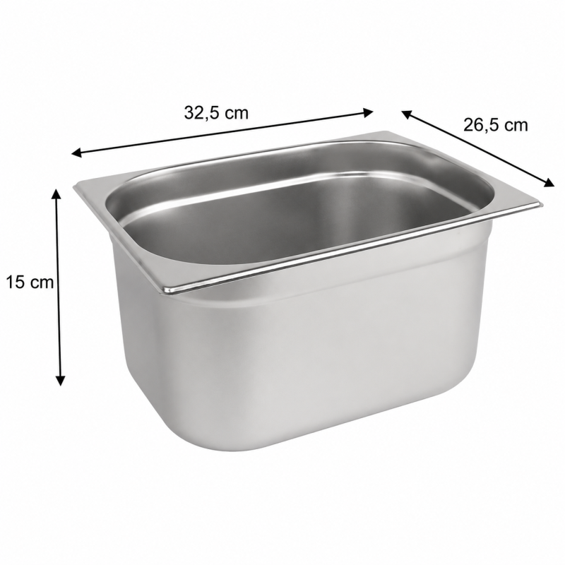 RVS gastronormbak GN 1/2 150mm - GN1/2-150