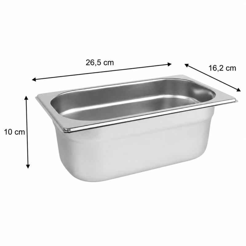 RVS gastronormbak GN 1/4 100mm - GN1/4-100