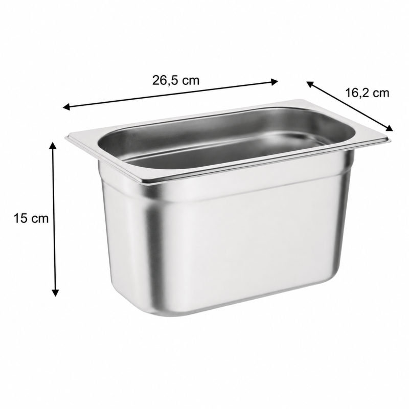 RVS gastronormbak GN 1/4 150mm - GN1/4-150