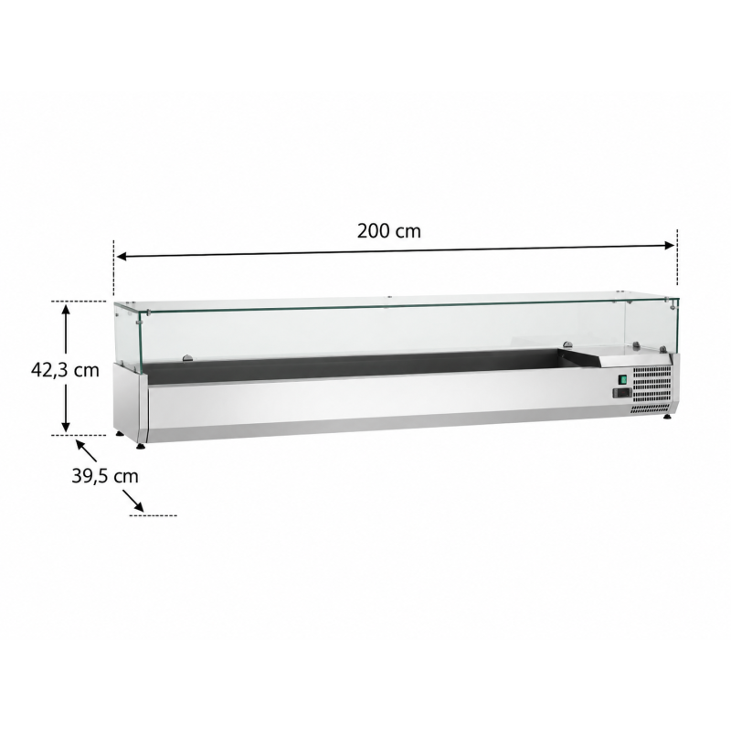 Vitrine R&eacute;frig&eacute;r&eacute;e Saladette &agrave; Ingr&eacute;dients - 9 bacs GN 1/3 - Largeur 2m