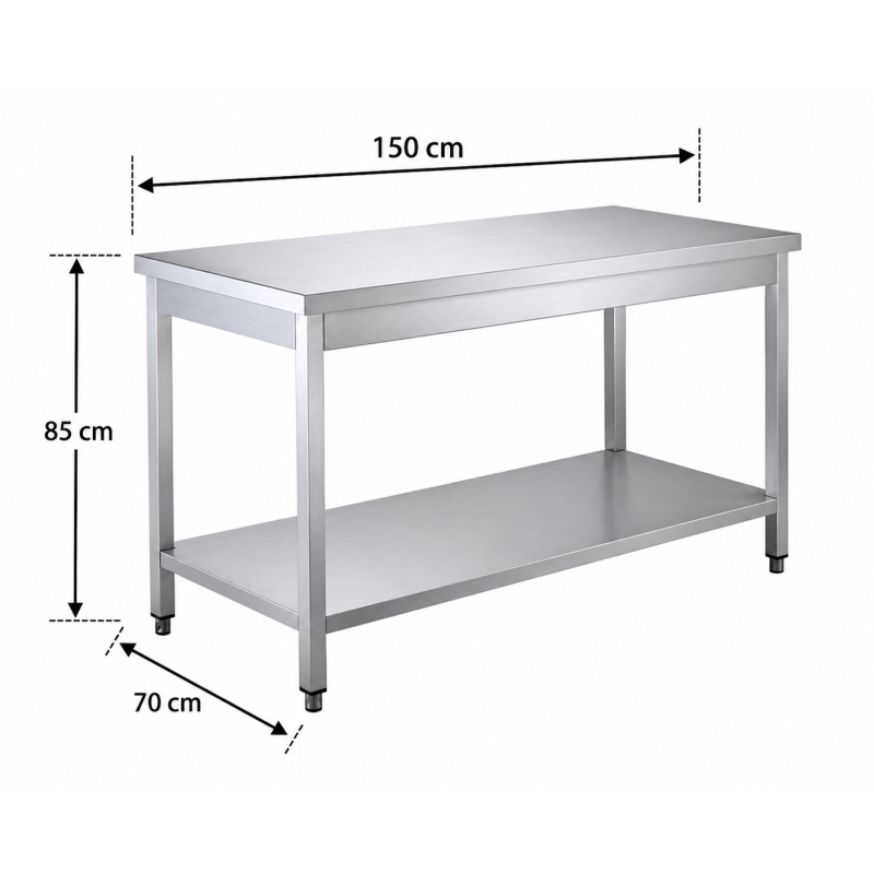 copy of Table Inox Avec Sous Tablette 700mm - GDATS