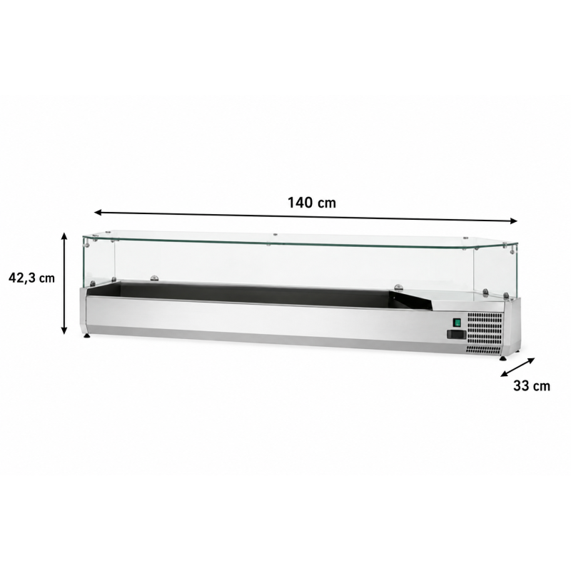 Vitrine R&eacute;frig&eacute;r&eacute;e Saladette &agrave; Ingr&eacute;dients - 6 bacs GN 1/4 - Largeur 1.4m