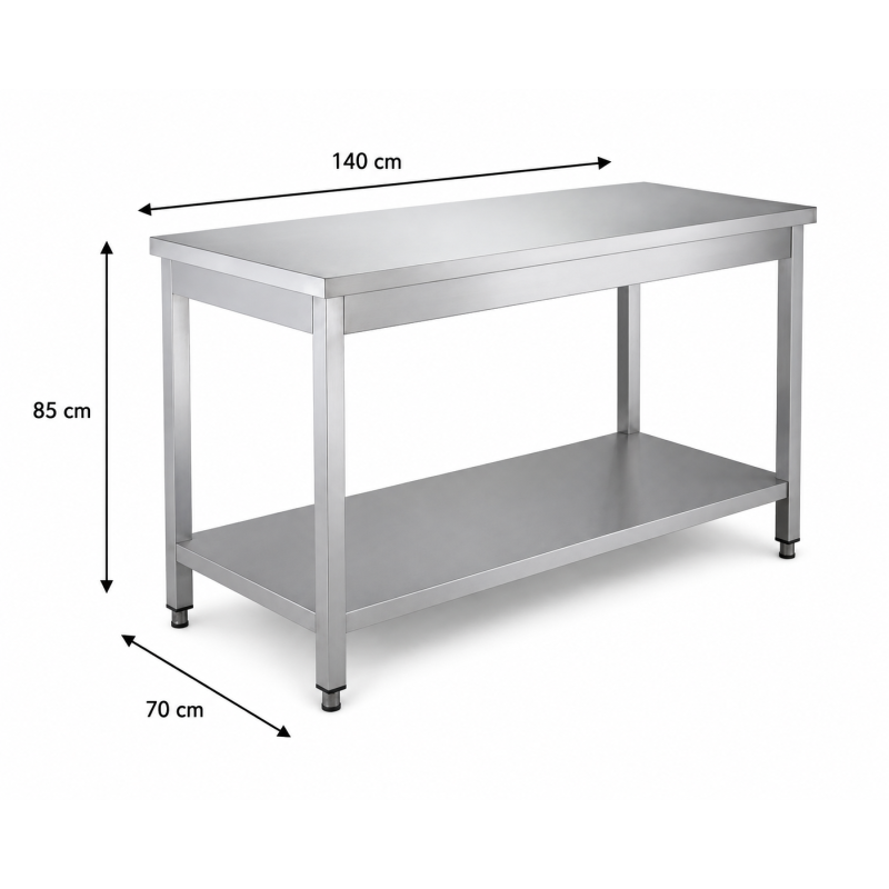 RVS werktafel met onderblad 1400 x 700 mm - GDATS-147