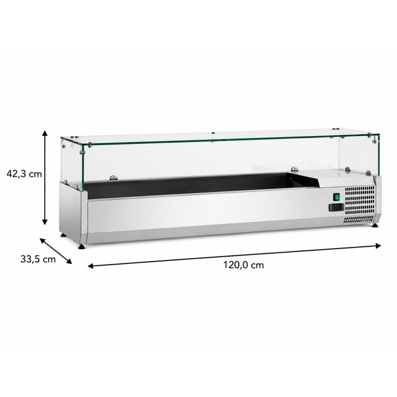 Vitrine R&eacute;frig&eacute;r&eacute;e Saladette &agrave; Ingr&eacute;dients - 5 bacs GN 1/4 - Largeur 1.2m