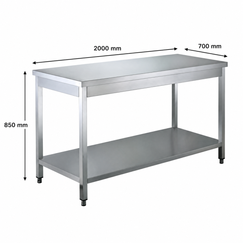 Roestvrijstalen Tafel Met Onderblad 2000 x 700mm - GDATS-207 - Materiel Horeca