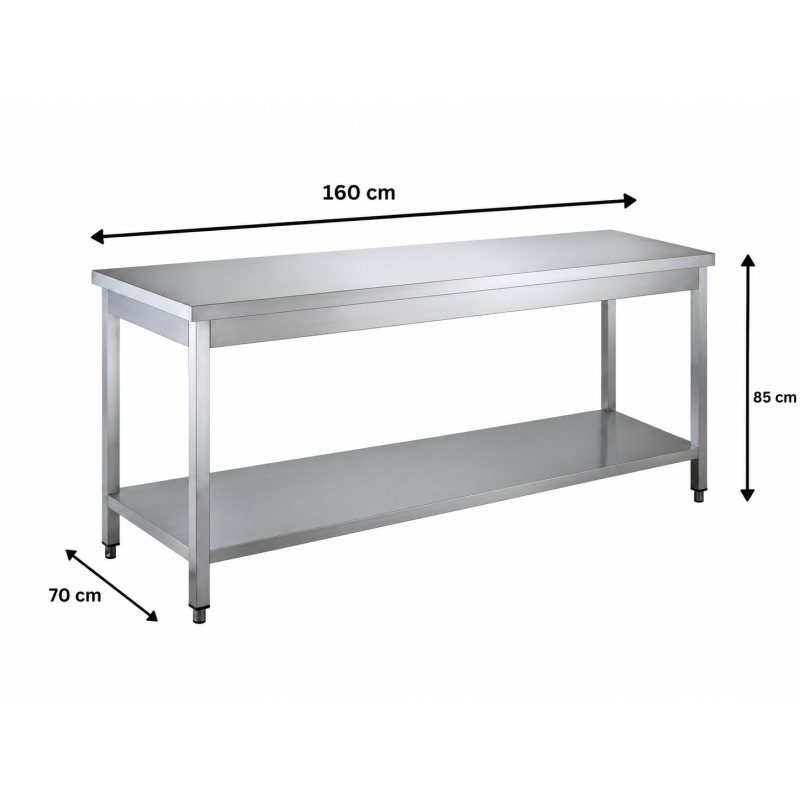 RVS werktafel met onderblad 1600 x 700 mm - GDATS-167