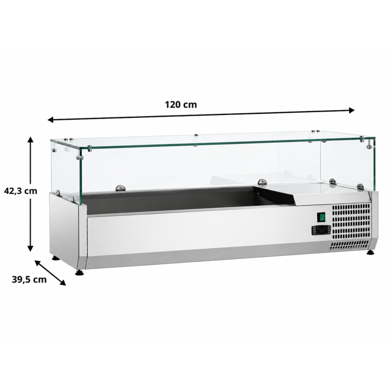Vitrine R&eacute;frig&eacute;r&eacute;e Saladette &agrave; Ingr&eacute;dients - 5 bacs GN 1/3 - Largeur 1.2m