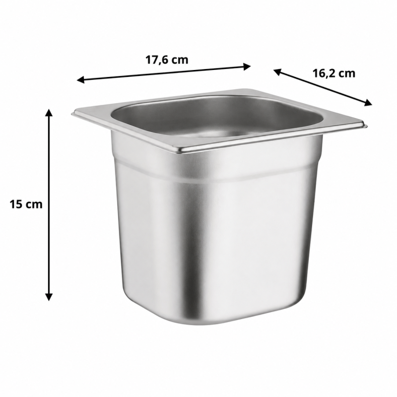 RVS gastronormbak GN 1/6 150mm - GN1/6-150
