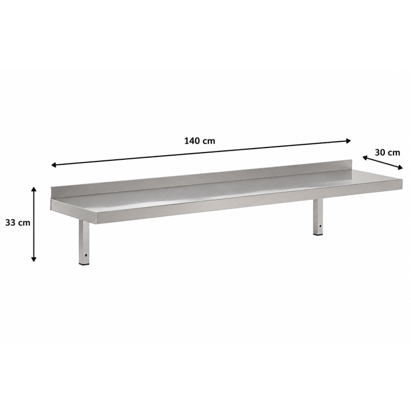 &Eacute;tag&egrave;re Murale Inox 1400 x 300 x 330 mm - GDFWS143
