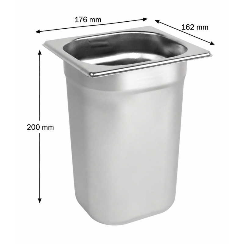 RVS gastronormbak GN 1/6 200mm - GN1/6-200