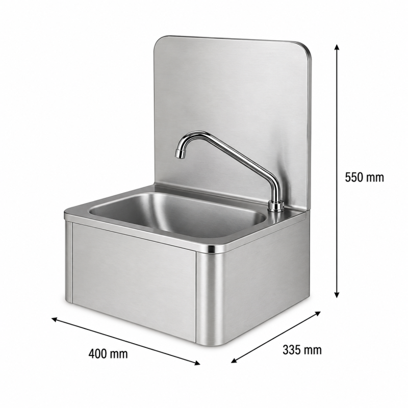 RVS wandhandwasbak met kniebediening - GDLVB2