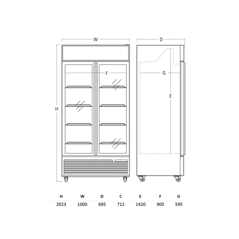 Gekoelde vitrine 776 liter - Scandomestic - DCC802BWD