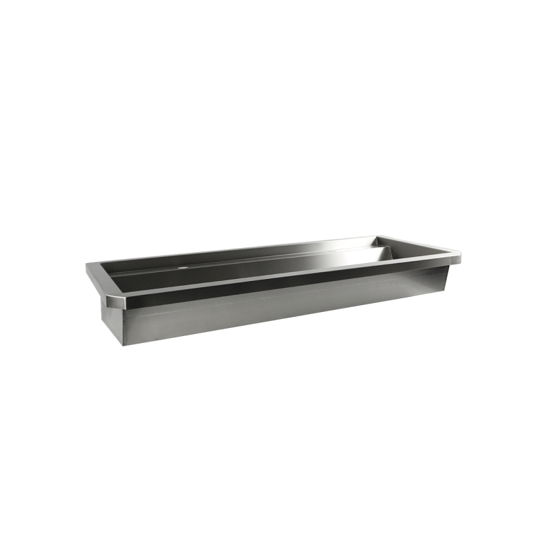 Roestvrij stalen wasbak 2 kranen 1200 mm met afvoerstop en spatscherm - Combisteel