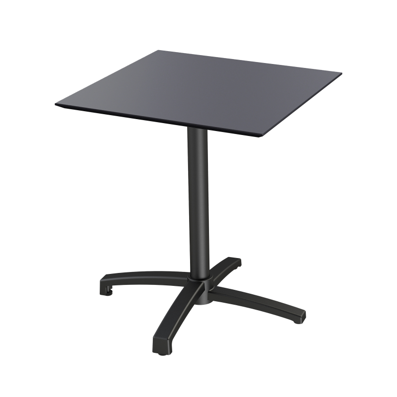 X Cross tafelrestaurant met zwart onderstel + HPL zwart blad 70x70 cm - Set van - VEBA - 110031077