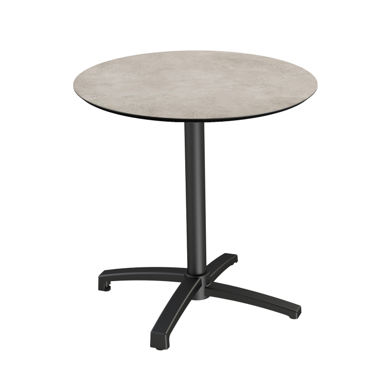 X Cross bistrotafel met zwart onderstel + HPL blad Moonstone &Oslash;70 cm - Set van - VEBA - 110031370