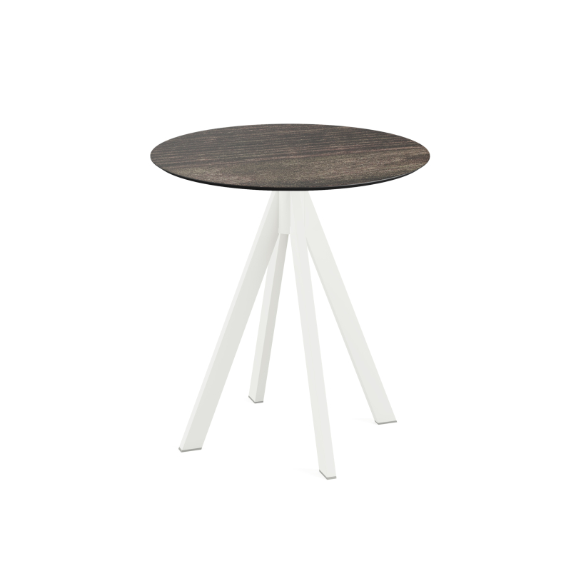 Infinity bistrot tafel met wit onderstel + HPL blad Riverwashed Wood &Oslash;70 cm - Set van - VEBA - 120021470