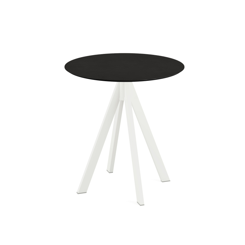Infinity bistrotafel met wit onderstel + zwart HPL blad &Oslash; 70 cm - Set van - VEBA - 120021070