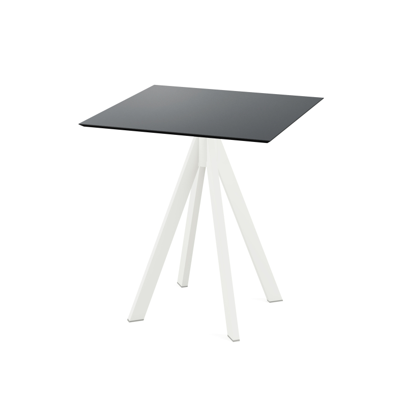 Infinity bistrotafel met wit onderstel + zwart HPL blad 70x70 cm - Set van - VEBA - 120021077
