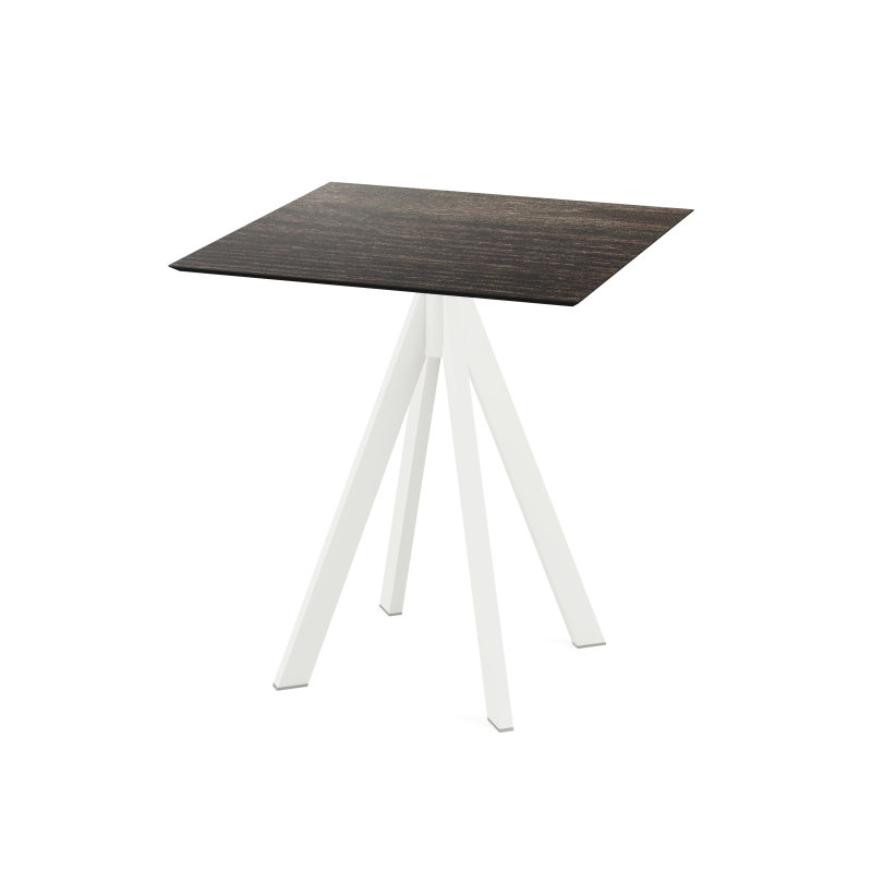 Infinity tafeltje bistro met wit onderstel + HPL blad Riverwashed Wood 70x70 cm - Set van - VEBA - 120021477